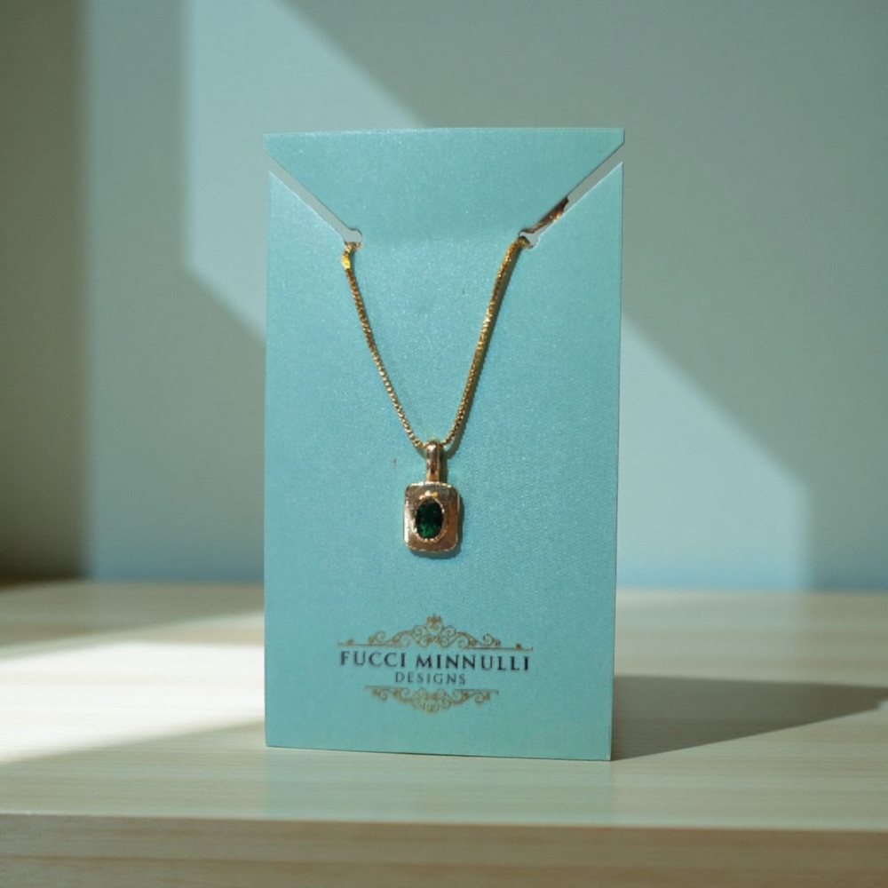 SALE!! Dainty Emerald Green CZ Pendant Necklace NWT - Picture 3 of 6